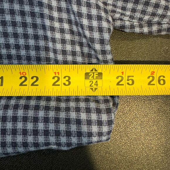 Thomas Dean Men's XL Blue Check Plaid Flip Cuff Long Sleeve Button Up Shirt - Picture 6 of 7